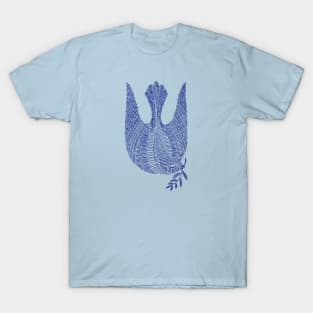 Cute blue peace bird, version 2 T-Shirt